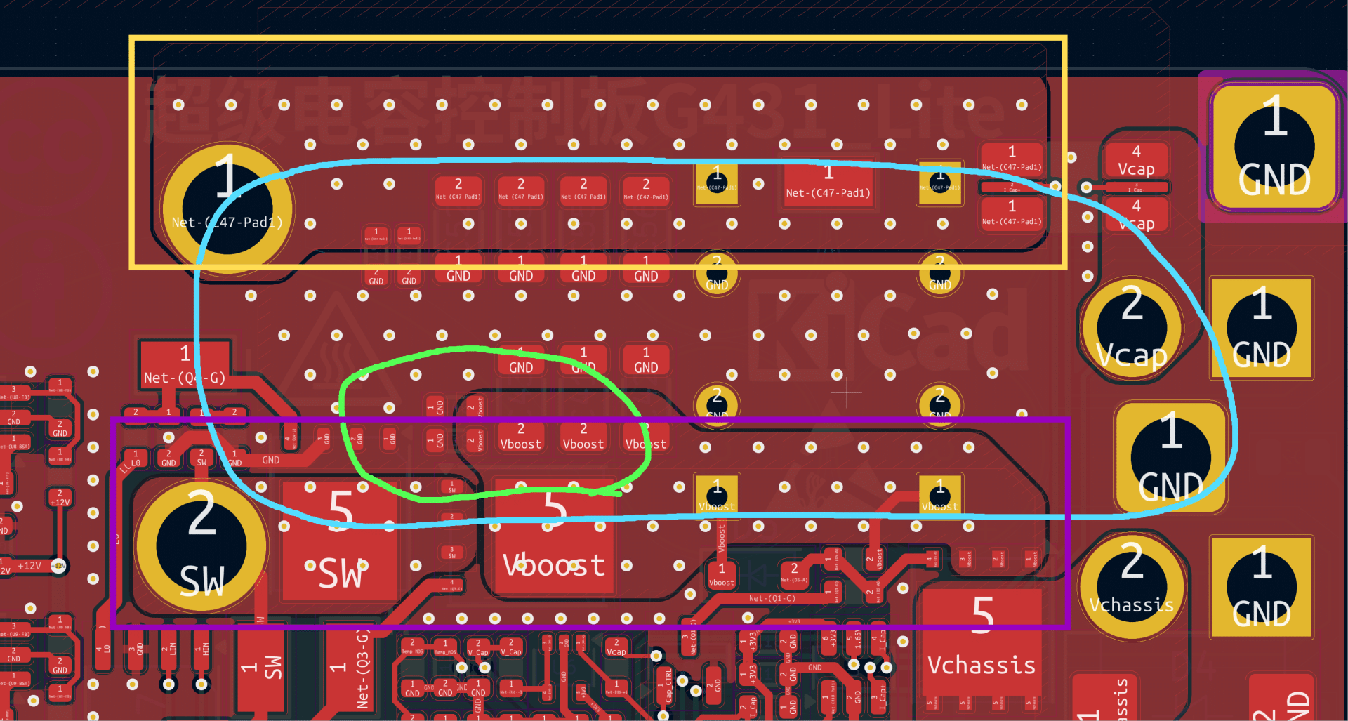 功率区域 PCB 走线