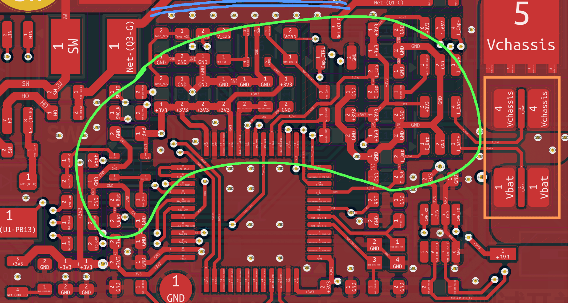 模拟区域 PCB 走线